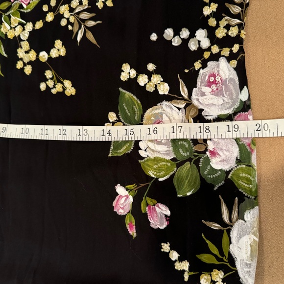 Floral Blac Wrap with Fringe - Picture 9 of 11